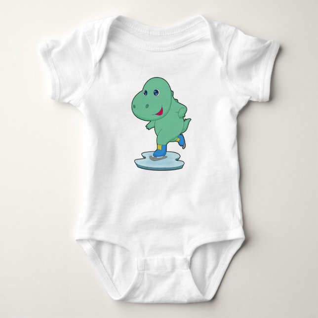 Dinosaur Ice skating Ice skates Baby Bodysuit (Front)