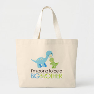 Dinosaur I'm Going to Be A Big Brother Large Tote Bag