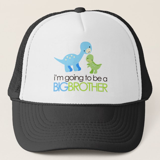 Dinosaur I'm Going to Be A Big Brother Trucker Hat (Front)
