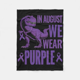 Dinosaur In August We Wear Purple Rainbow Overdose Fleece Blanket