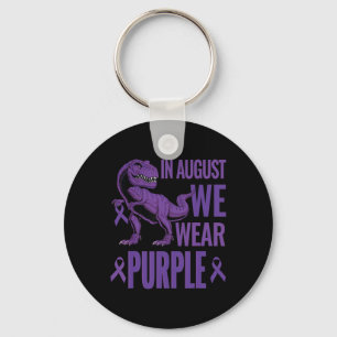 Dinosaur In August We Wear Purple Rainbow Overdose Key Ring