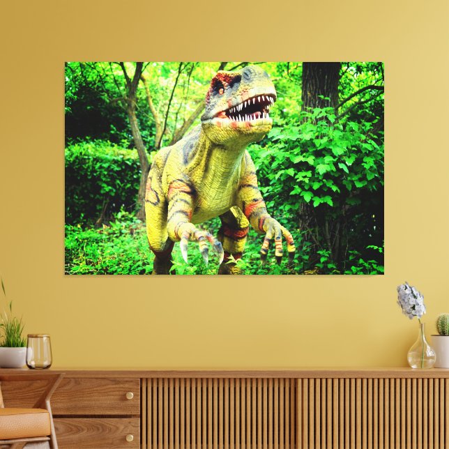 Dinosaur in Forest image printed on Premium Wrappe Canvas Print (Insitu(LivingRoom))