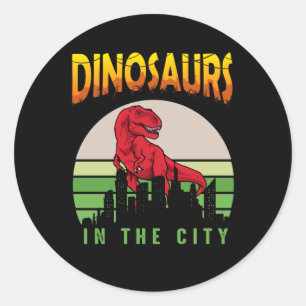 Dinosaur in the City Dinosaur Design Classic Round Sticker