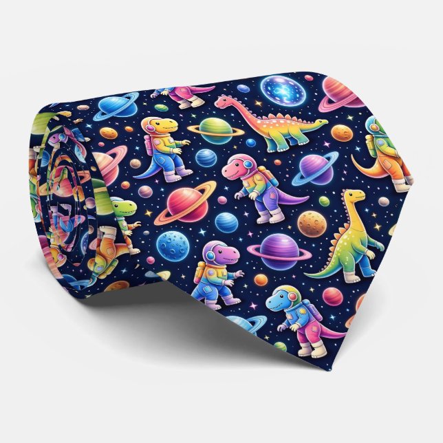 Dinosaur Intergalactic Planets Solar System Tie (Rolled)