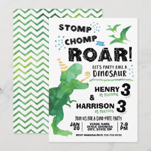 Dinosaur Invitation for Two Birthdays