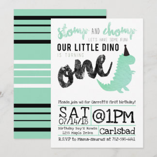 Dinosaur Invitation Stomp and Chomp First Birthday