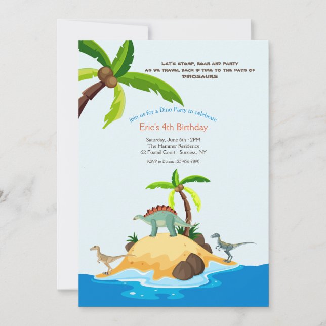 Dinosaur Island Birthday Party Invitation (Front)