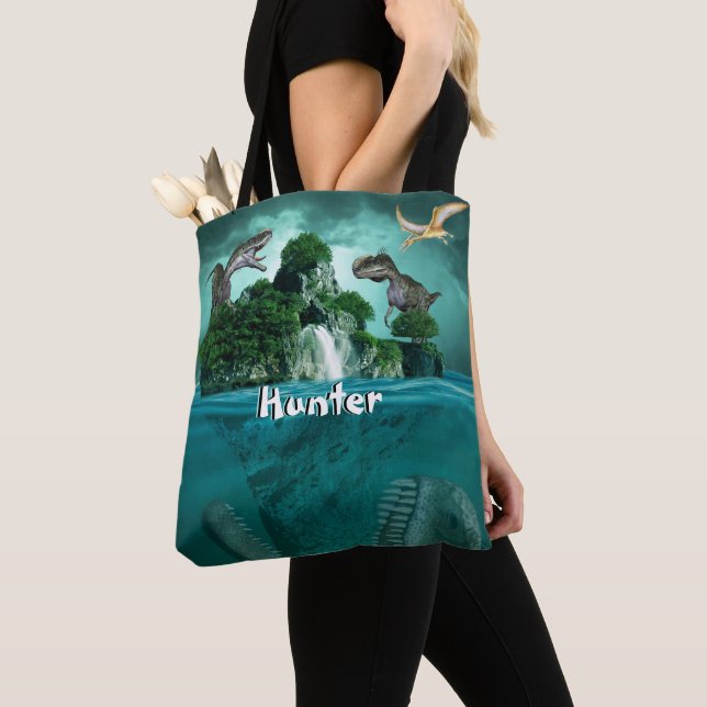 Dinosaur Island Personalised      Tote Bag (Close Up)