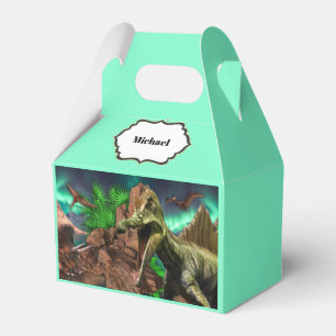 Dinosaur island pterodactyl t-rex blue favour box