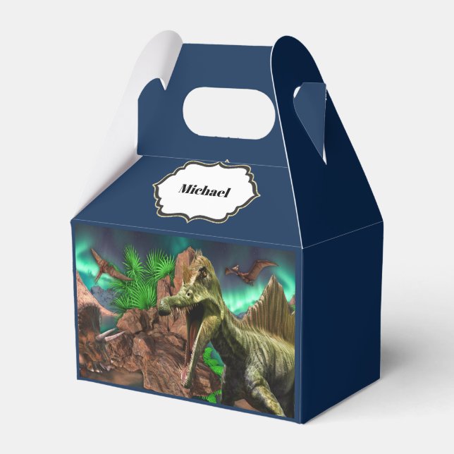Dinosaur island pterodactyl t-rex boys party favour box (Front Side)