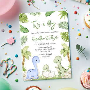 Dinosaur It's A Boy Baby Shower Invitation