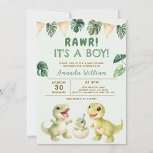 Dinosaur It's a Boy Dinosaur Baby Shower Invitation