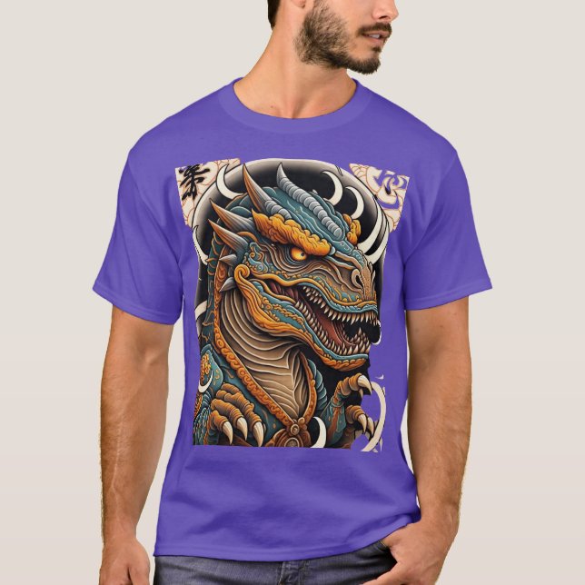 Dinosaur Japanese Tattoo T-Shirt (Front)