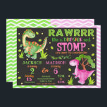 Dinosaur Joint Birthday Invitation for Boy & Girl<br><div class="desc">All designs are © Happy Panda Print</div>