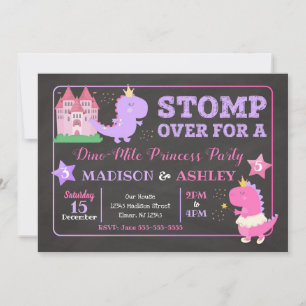 Dinosaur Joint Birthday Invitation for Girls