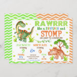 Dinosaur Joint Birthday Invitation for Siblings<br><div class="desc">All designs are © Happy Panda Print</div>