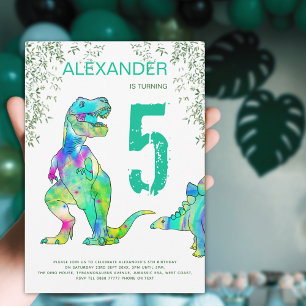Dinosaur jungle 5th Birthday Party Invitation
