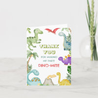 Dinosaur Jungle Birthday Thank You 