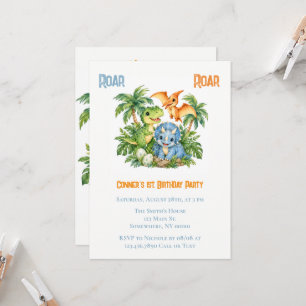 Dinosaur Jungle Boy 1st. Birthday Party Invitation
