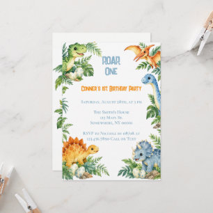 Dinosaur Jungle Boy 1st. Birthday Party Invitation