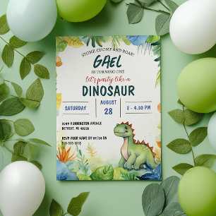 Dinosaur Jungle kids birthday party Invitation