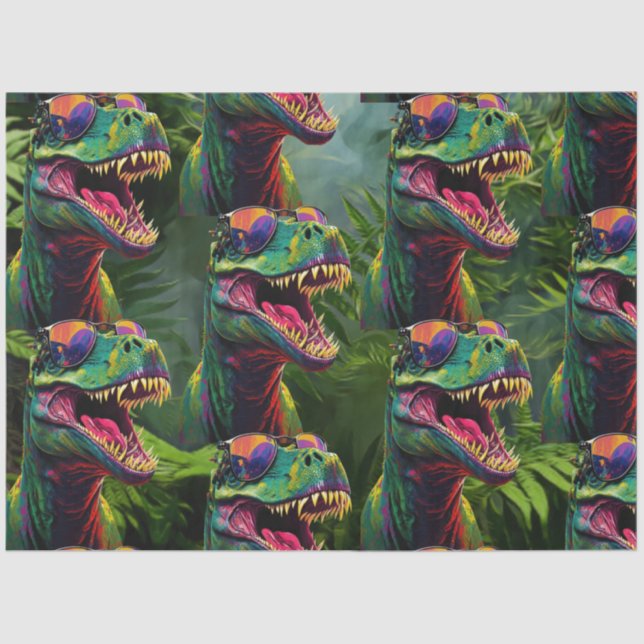 Dinosaur Jungle T Rex Jurassic Cool Tissue Paper (Front)