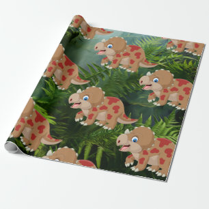 Dinosaur Jungle Triceratops Kids Wrapping Paper
