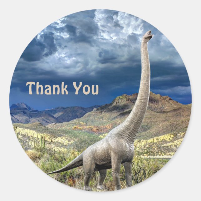 Dinosaur Jurassic Park Thank You Beautiful Classic Round Sticker (Front)