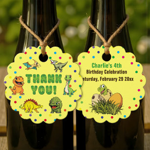 Dinosaur Jurassic Prehistoric Cartoon Thank You Favour Tags
