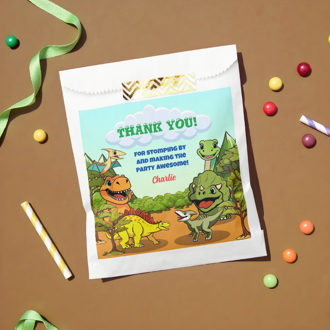 Dinosaur Jurassic Prehistoric Cute Cartoon Party Favour Bags (Creator Uploaded)