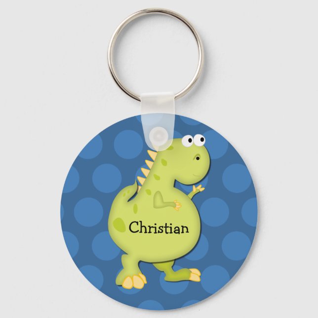 Dinosaur Keychain-blue Key Ring (Front)
