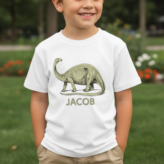 Dinosaur Kid Shirt with Custom Name (Personalized dinosaur t-shirt with name.)