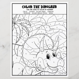 Dinosaur Kids Activity Fun Colouring Page By Numbe