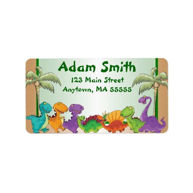 Dinosaur Kids Address Labels (Front)