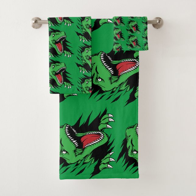 Dinosaur kids bath towel set (Insitu)
