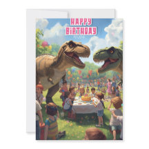 Dinosaur kids birthday card