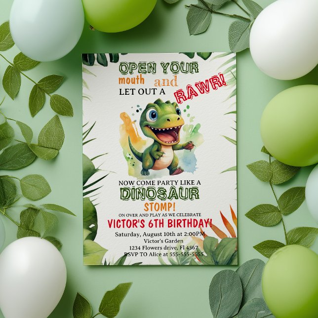 Dinosaur Kids Birthday Dino Trex Boy  Invitation (Creator Uploaded)