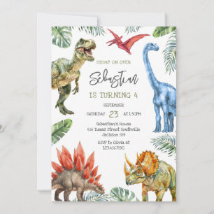 Dinosaur Kids Birthday Invitation