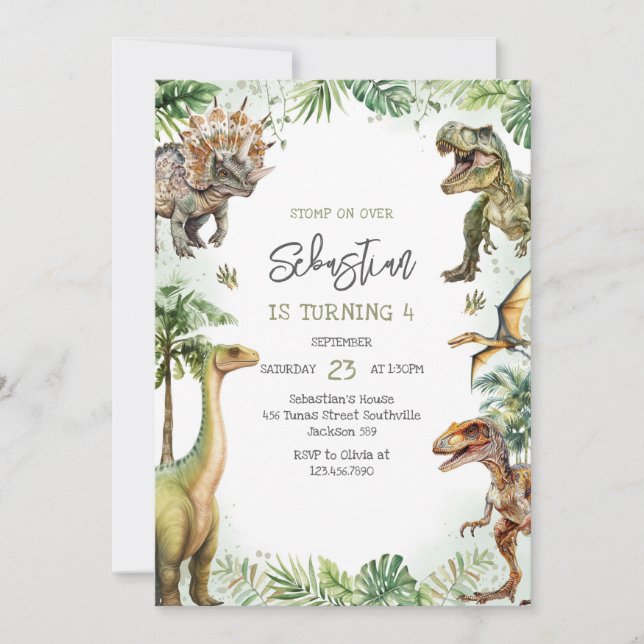Dinosaur Kids Birthday Invitation (Front)