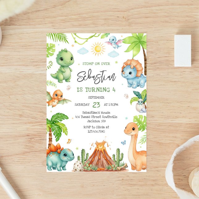 Dinosaur Kids Birthday Invitation (Creator Uploaded)