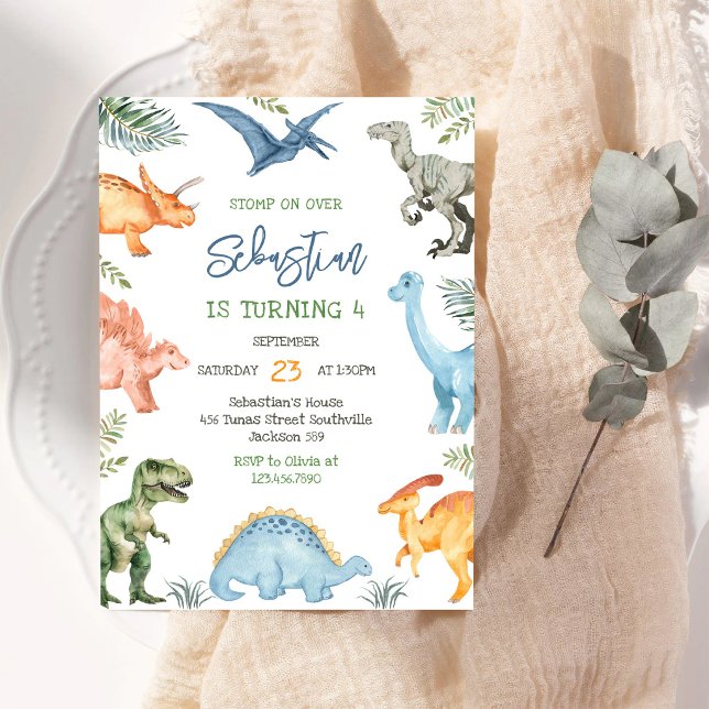 Dinosaur Kids Birthday Invitation (Creator Uploaded)