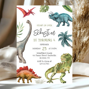 Dinosaur Kids Birthday Invitation