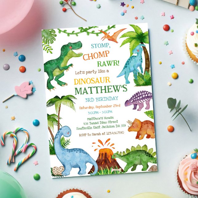 Dinosaur Kids Birthday Invitation (Creator Uploaded)