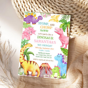 Dinosaur Kids Birthday Invitation