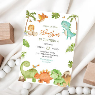 Dinosaur Kids Birthday Invitation