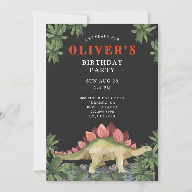 Dinosaur Kid's Birthday Invitation (Front)