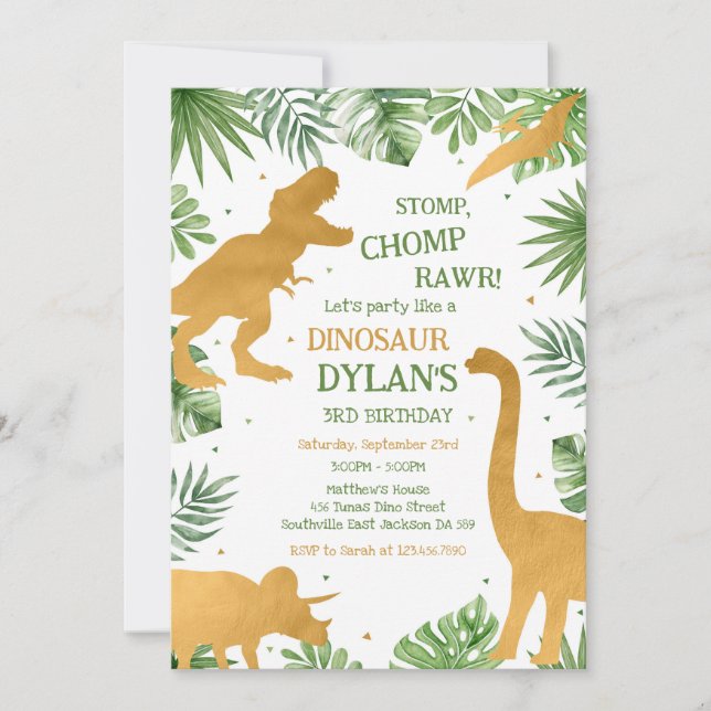 Dinosaur Kids Birthday Invitation (Front)