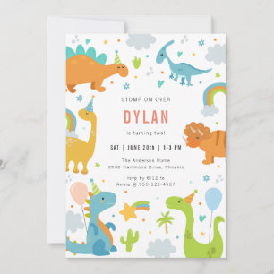 Dinosaur Kids Birthday Invitation