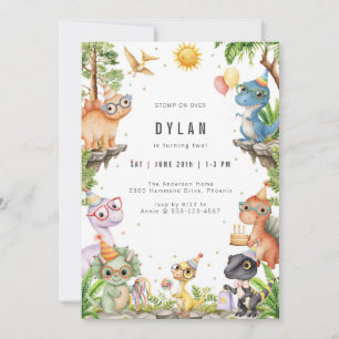 Dinosaur Kids Birthday Party Invitation