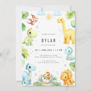 Dinosaur Kids Birthday Party Invitation